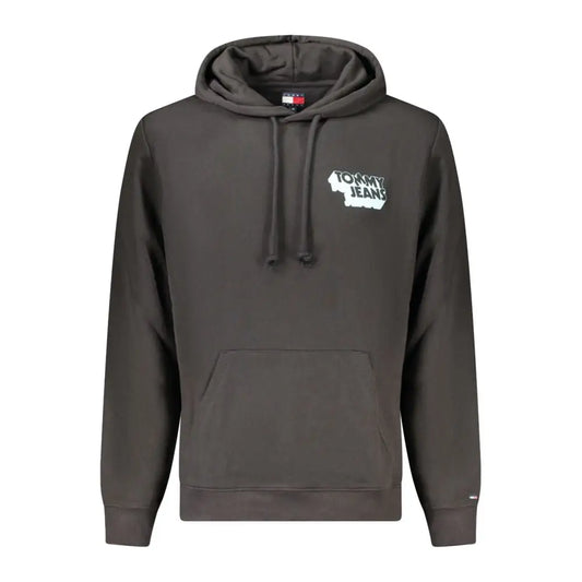 Tommy Hilfiger black cotton herre hoodie i mørkegrå med hvid logo