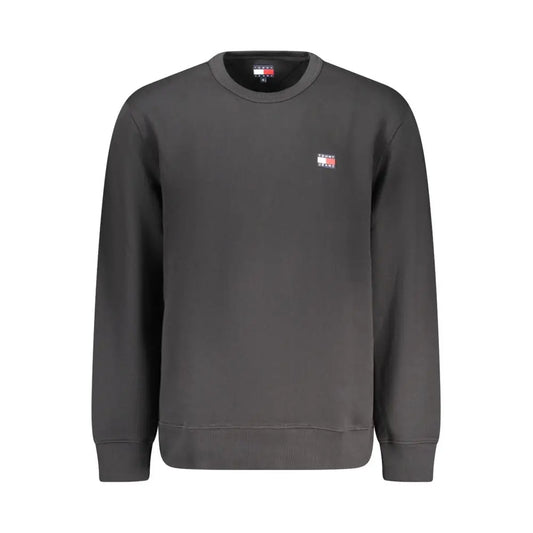 Tommy hilfiger black cotton crewneck sweatshirt with embroidered logo
