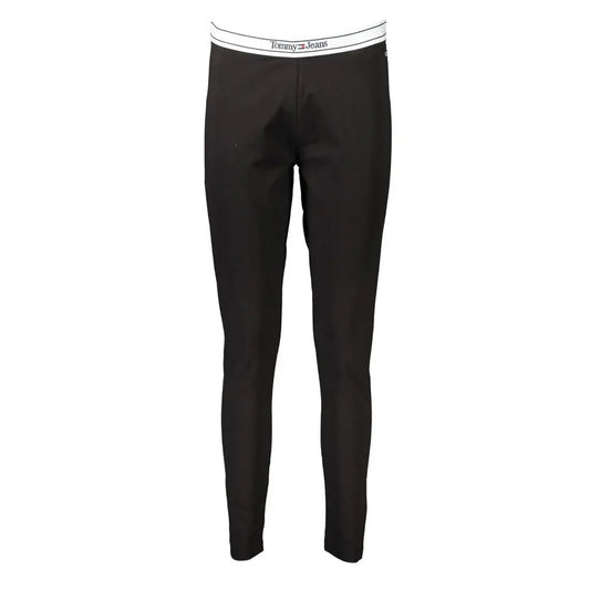 Tommy Hilfiger sorte bomuldspants slim-fit med hvidt logo-tali