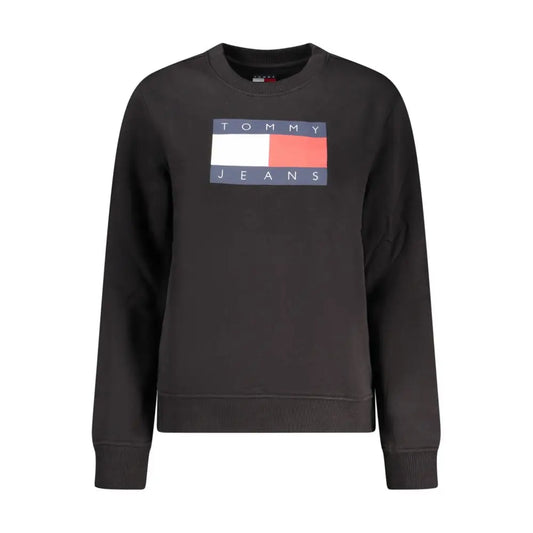 Tommy Hilfiger sorte bomuldssweater med logo i hvid, rød og marineblå