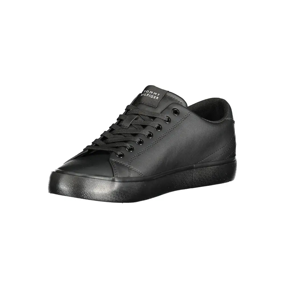 Tommy Hilfiger Black Leather Men Sneakers