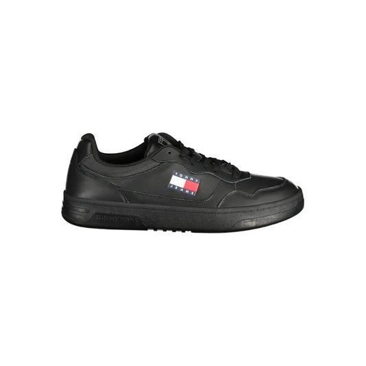 Tommy Hilfiger black polyethylene low-top sneaker med flag-logo