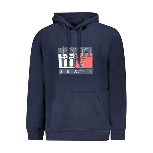 Tommy hilfiger blue cotton navy hoodie med grafik logo
