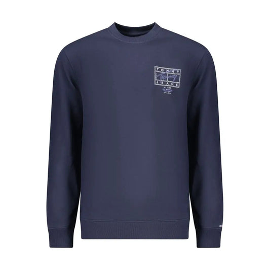 Tommy hilfiger blue cotton crewneck sweatshirt med hvid logo