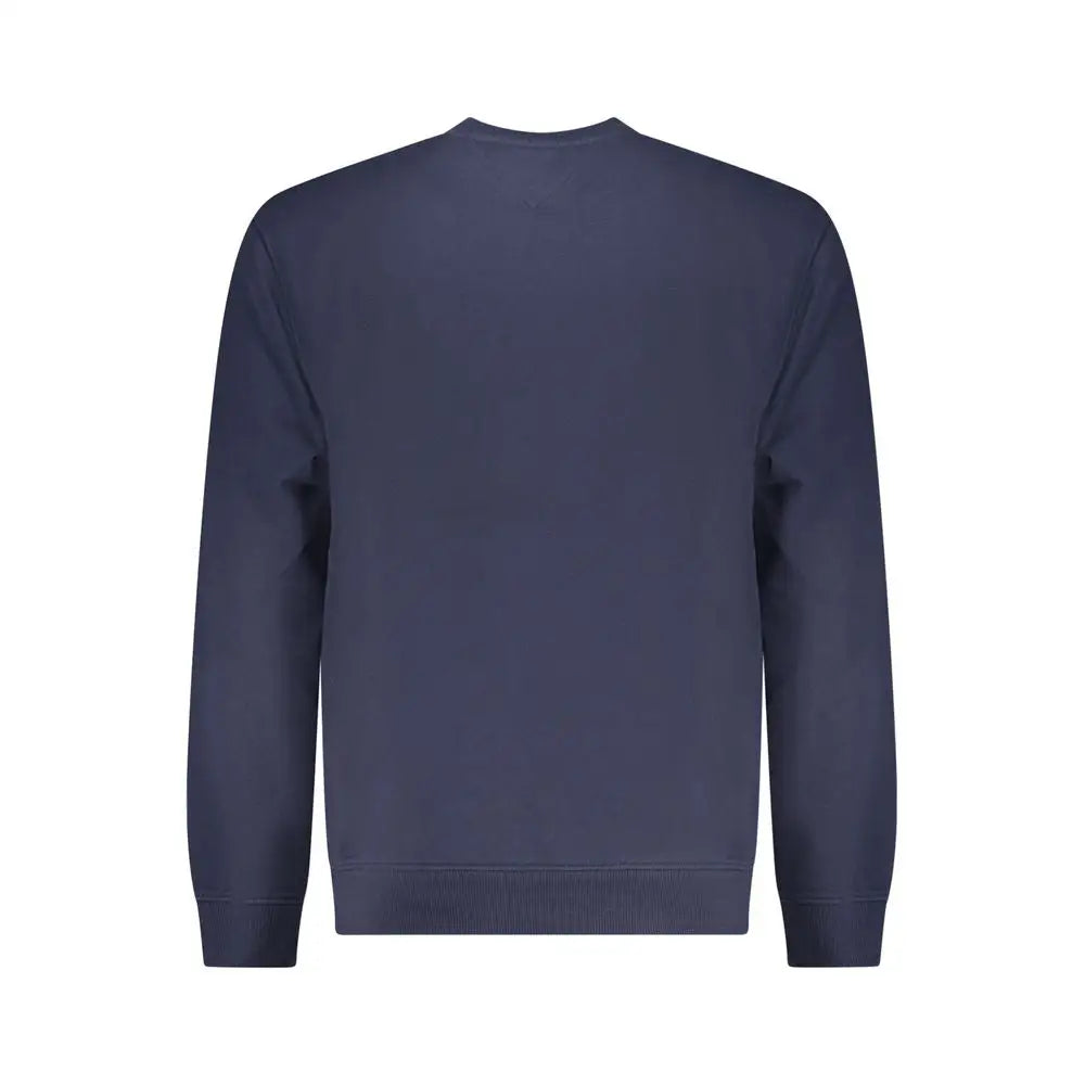 Tommy Hilfiger blå bomuldssweater med navy crewneck og ribkant