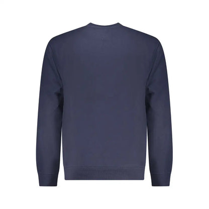 Tommy Hilfiger blå bomuldssweater med navy crewneck og ribkant
