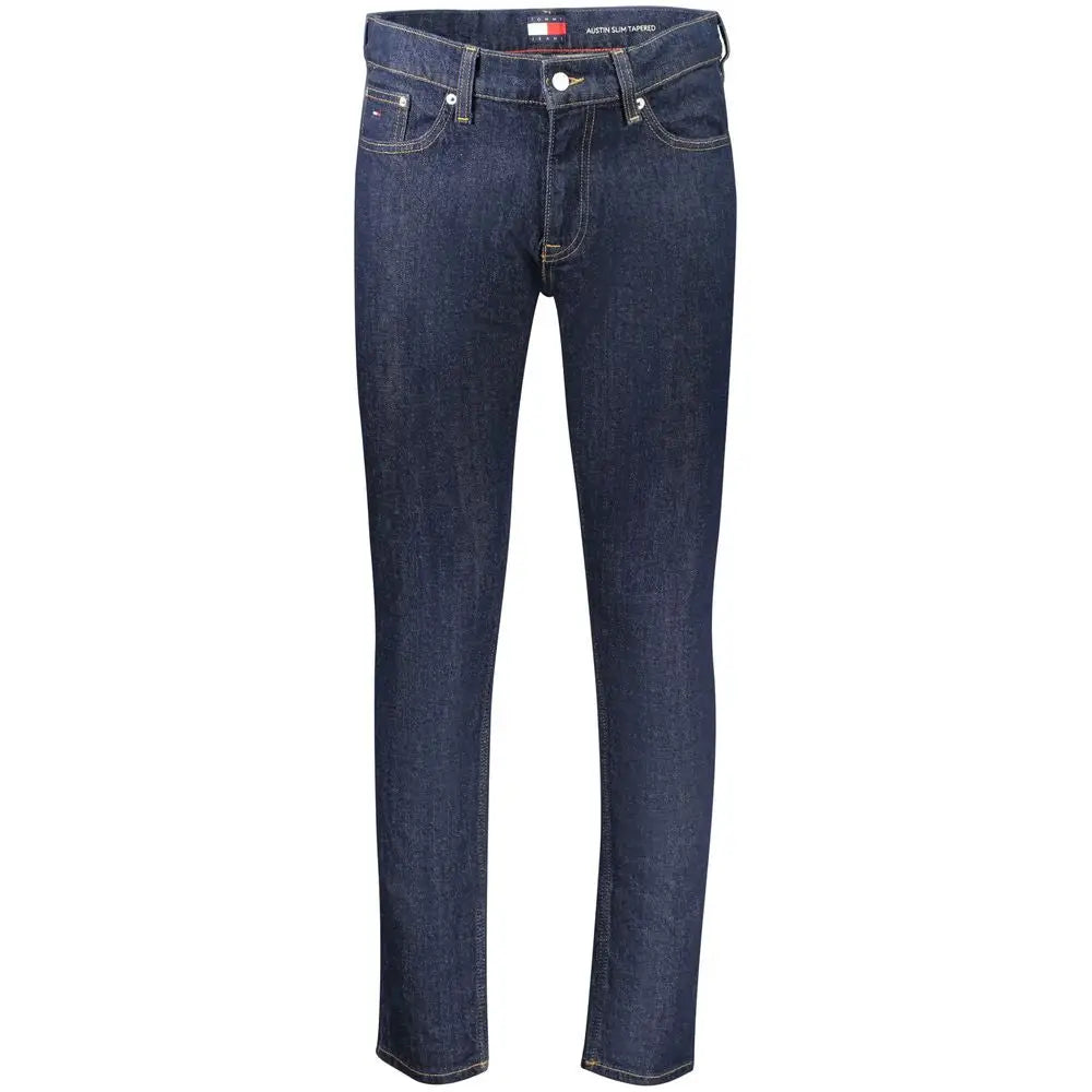 Tommy Hilfiger blue cotton herrejeans i mørkeblå denim med slim fit