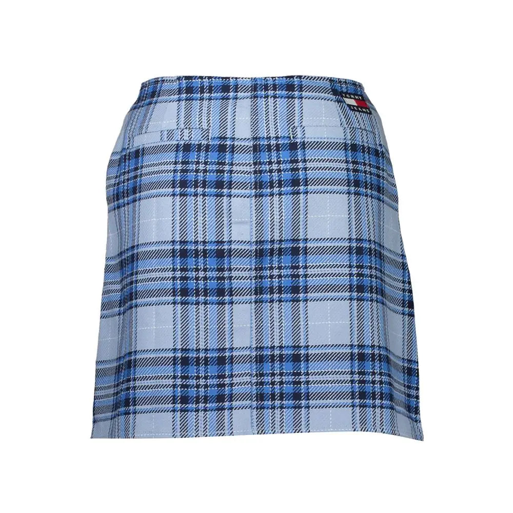 Tommy Hilfiger blå bomuldsskørt i lys blå og marine plaid med logo