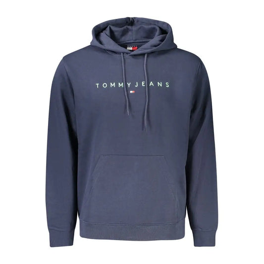 Tommy Hilfiger blue cotton hoodie med hvidt logo og snører