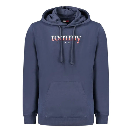 Tommy Hilfiger blå bomuld sweater med navy blå hætte og gradient pink logo