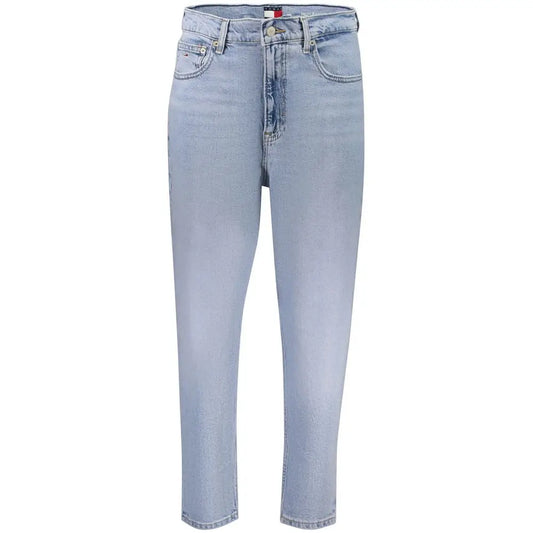 Tommy Hilfiger blue cotton kvinders jeans i lysvask denim med high-rise og straight-leg