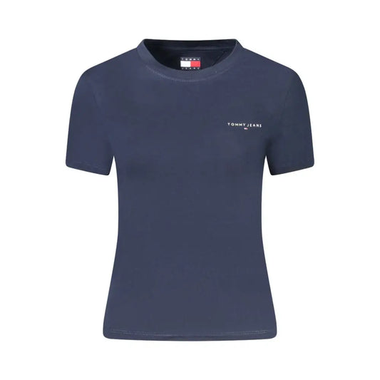 Tommy Hilfiger blue cotton kvinders t-shirt med navy blå kortærmet design