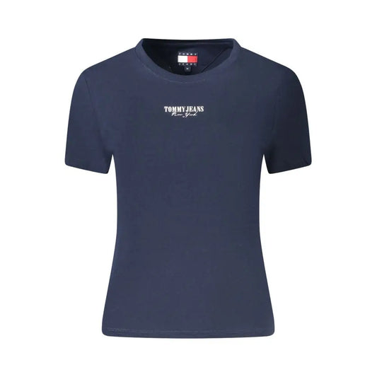 Tommy Hilfiger blue cotton kvinders t-shirt med navy blå Tommy Jeans og hvid logo