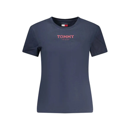 Tommy Hilfiger blue cotton kvinders t-shirt med pink logo