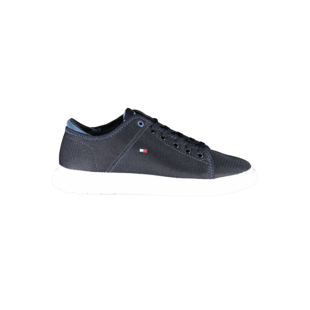 Tommy Hilfiger blue recycled sorte herresneakers med flaglogo