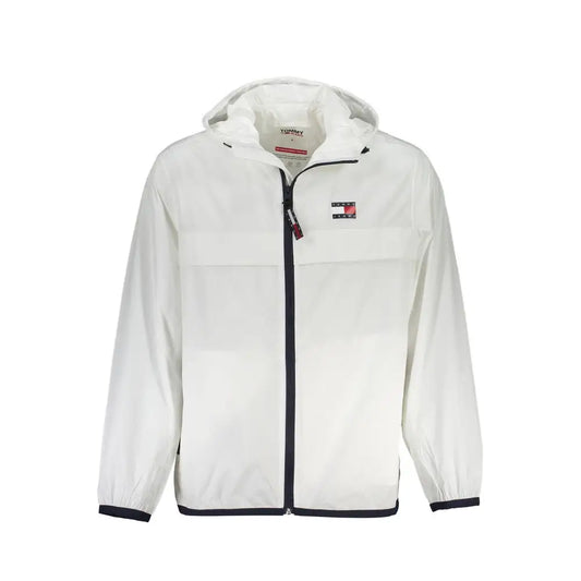 Tommy Hilfiger chic waterproof hooded sports jakke, hvid med flaglogo