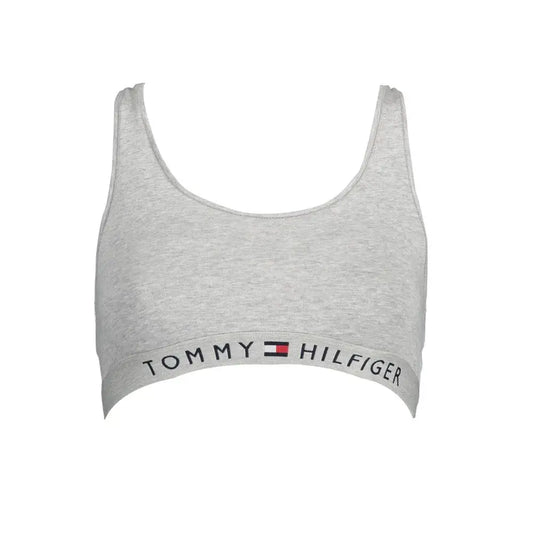 Tommy Hilfiger grå bomuldssportsbra til kvinder i cropped design