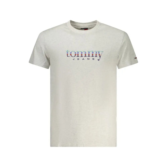 Tommy Hilfiger grigio cotton T-shirt med creme farvet gradient logo