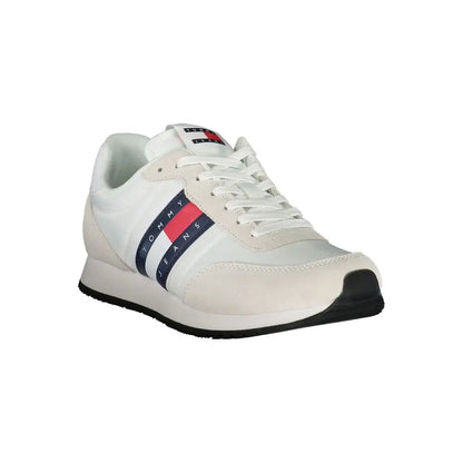 Tommy Hilfiger White Beige Polyester Men Sneaker