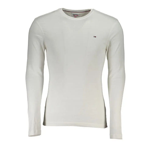 Tommy Hilfiger white cotton langærmet T-shirt med flag-logo