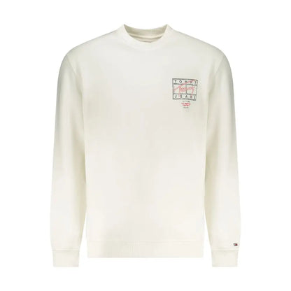 Tommy Hilfiger white cotton herresweatshirt i cremfarvet med logo