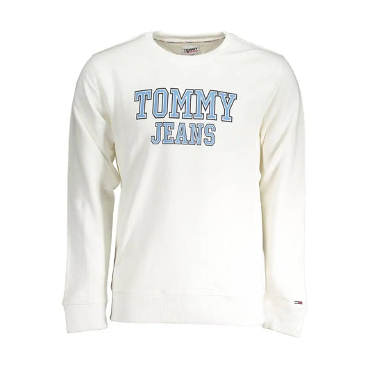 Tommy hilfiger white cotton sweatshirt med lysblå buet skrift på brystet