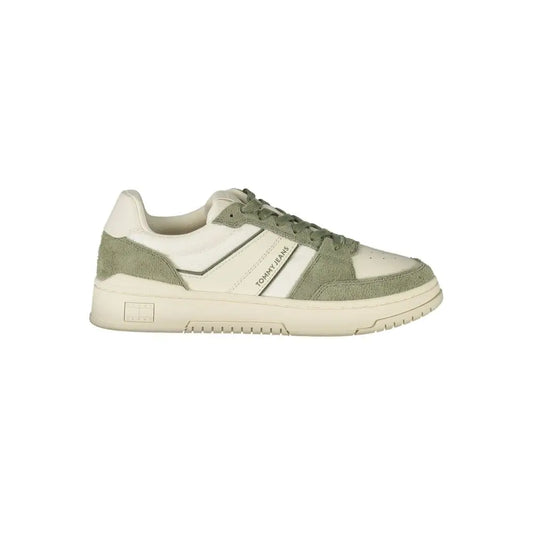 Tommy Hilfiger olive og creme suede sneakers med hvid gummisål