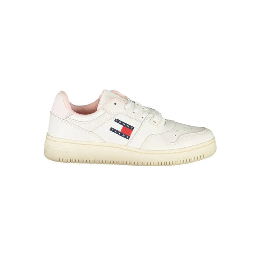 Tommy Hilfiger white læder kvinders sneakers med pink detaljer
