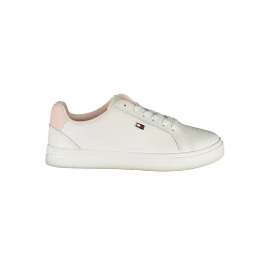 Tommy Hilfiger hvide polyester sneakers med pink accenter