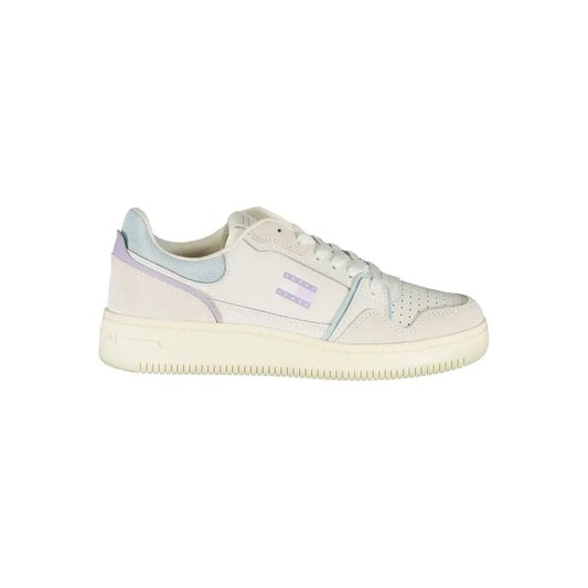 Tommy Hilfiger white polyester sneakers i cremfarvet med blå og lavendel detaljer