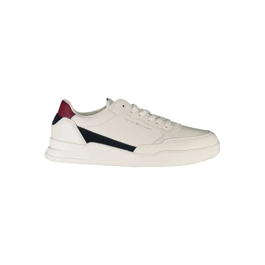 Tommy Hilfiger hvide polyester sneakers med sorte og burgundiske accenter