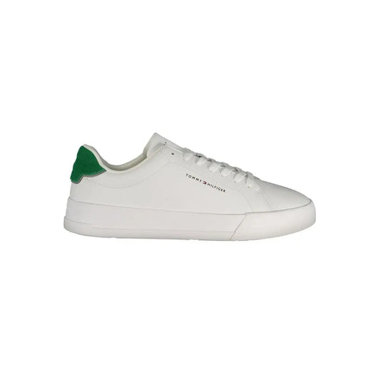 Tommy Hilfiger white polyurethane sneaker med grøn hælflap