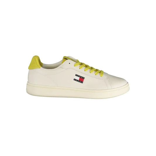 Tommy Hilfiger hvid polyurethan herresneaker med gule snører