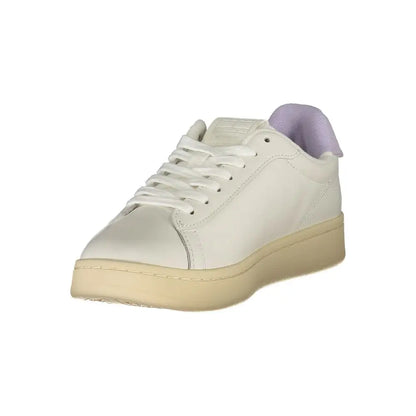 Tommy Hilfiger white polyurethane sneaker med hvid læder og lilla foring