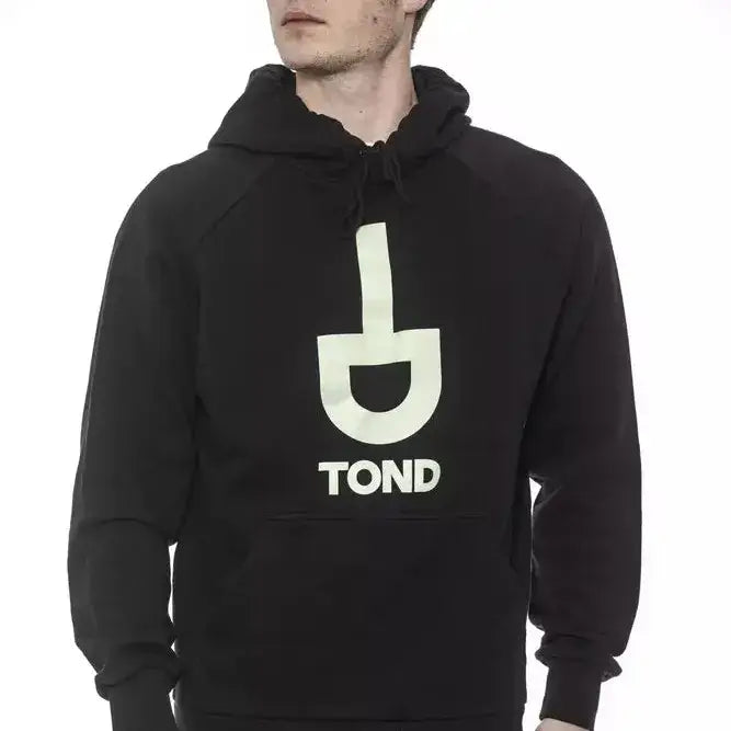 Tond Black Cotton Men Sweater with Hood