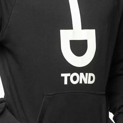 Tond Black Cotton Men Sweater with Hood