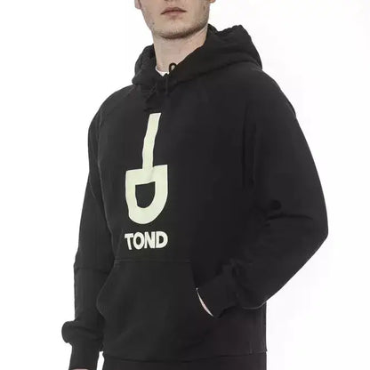 Tond Black Cotton Men Sweater with Hood
