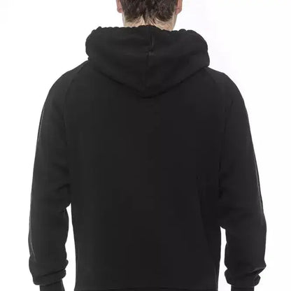 Tond Black Cotton Men Sweater with Hood