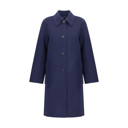 Tory Burch reversible dobbeltsidet uldfrakke i marineblå