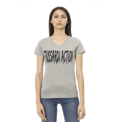 Trussardi Action Gray Cotton Women T-Shirt - T-shirts