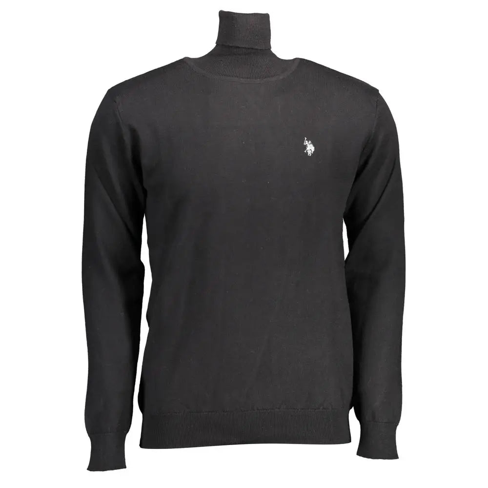 U.S. Polo Assn. black cotton sweater with white embroidered logo on left chest