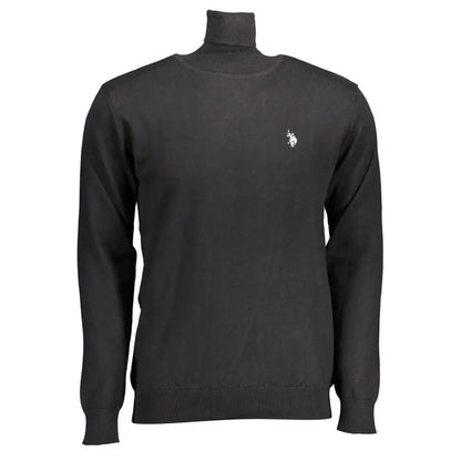U.S. Polo Assn. black cotton sweater with white embroidered logo on left chest