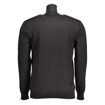 U.S. Polo Assn black cotton turtleneck sweater with ribbed cuffs and hem
