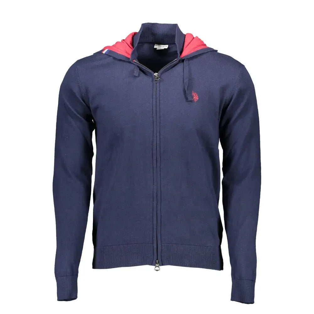 U.S. Polo Assn. blå bomuld cardigan med rød for, Polo Assn outlet mærkevare 100% original
