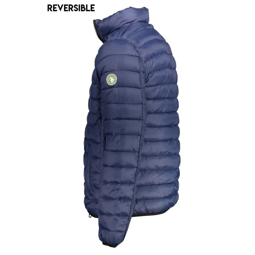 U.S. Polo Assn. grøn nylon jakke med navy blå puffer-detaljer, polo assn outlet mærkevarer