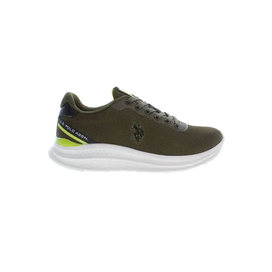 Olive green U.S. Polo Assn. polyester mænds sneakers, 100% originale brands