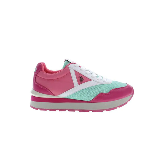 Polo Assn. pink og mintgrønne U.S. polyester sneakers til kvinder, 100% originale brands