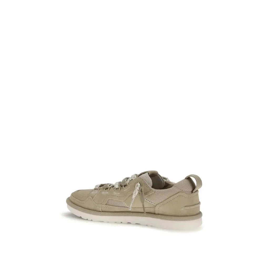 UGG beige calf leather Bos Taurus sneakers med mesh og hvid gummisål
