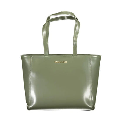 Olive grøn patent læder Valentino taske med guld-logo, 100% originale brands