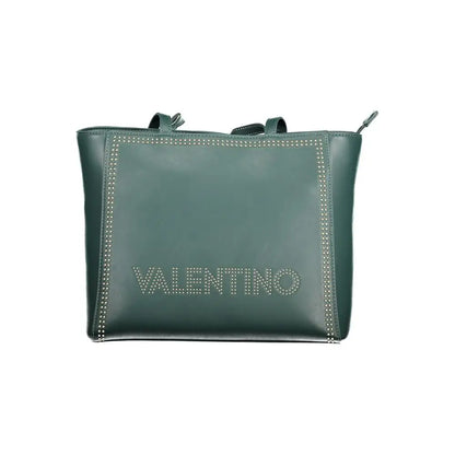 Mørkgrøn Valentino håndtaske med sølvfarvede nitter og Valentino-logo